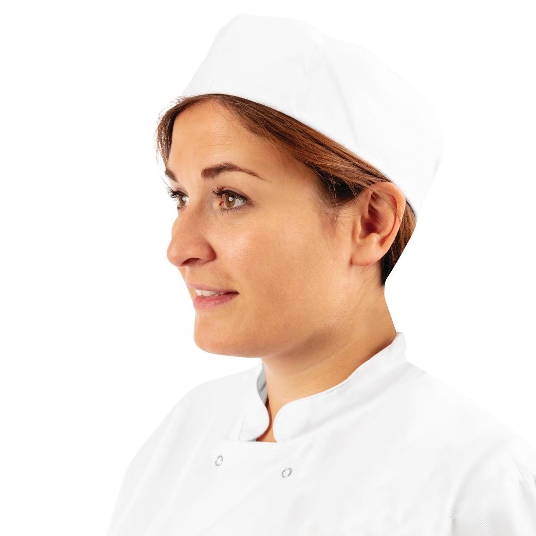 Whites Chefs Unisex Skull Cap Polycotton White - S