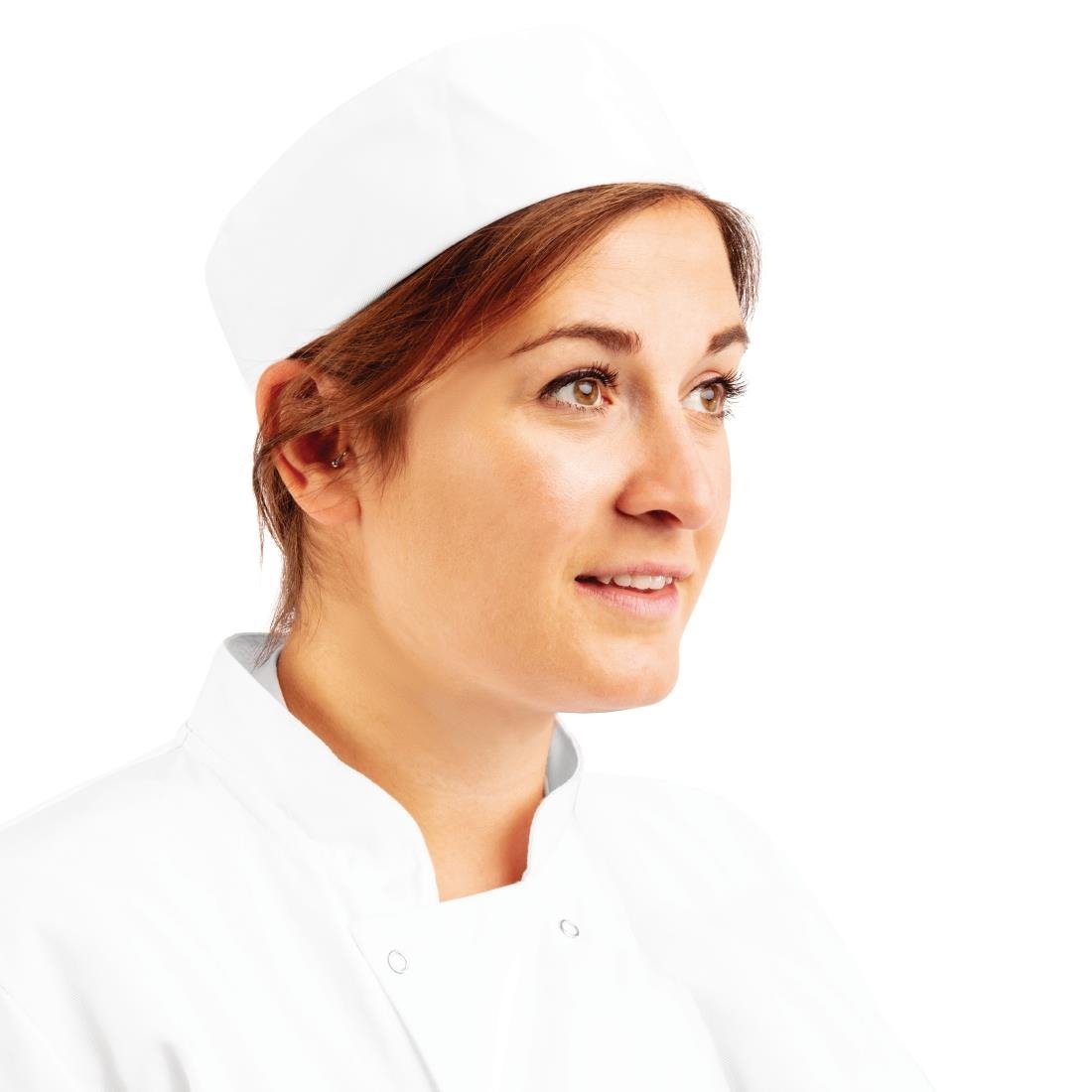Whites Chefs Unisex Skull Cap Polycotton White - M