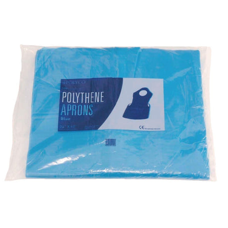 Disposable Polythene Bib Aprons Blue (100 Pack)