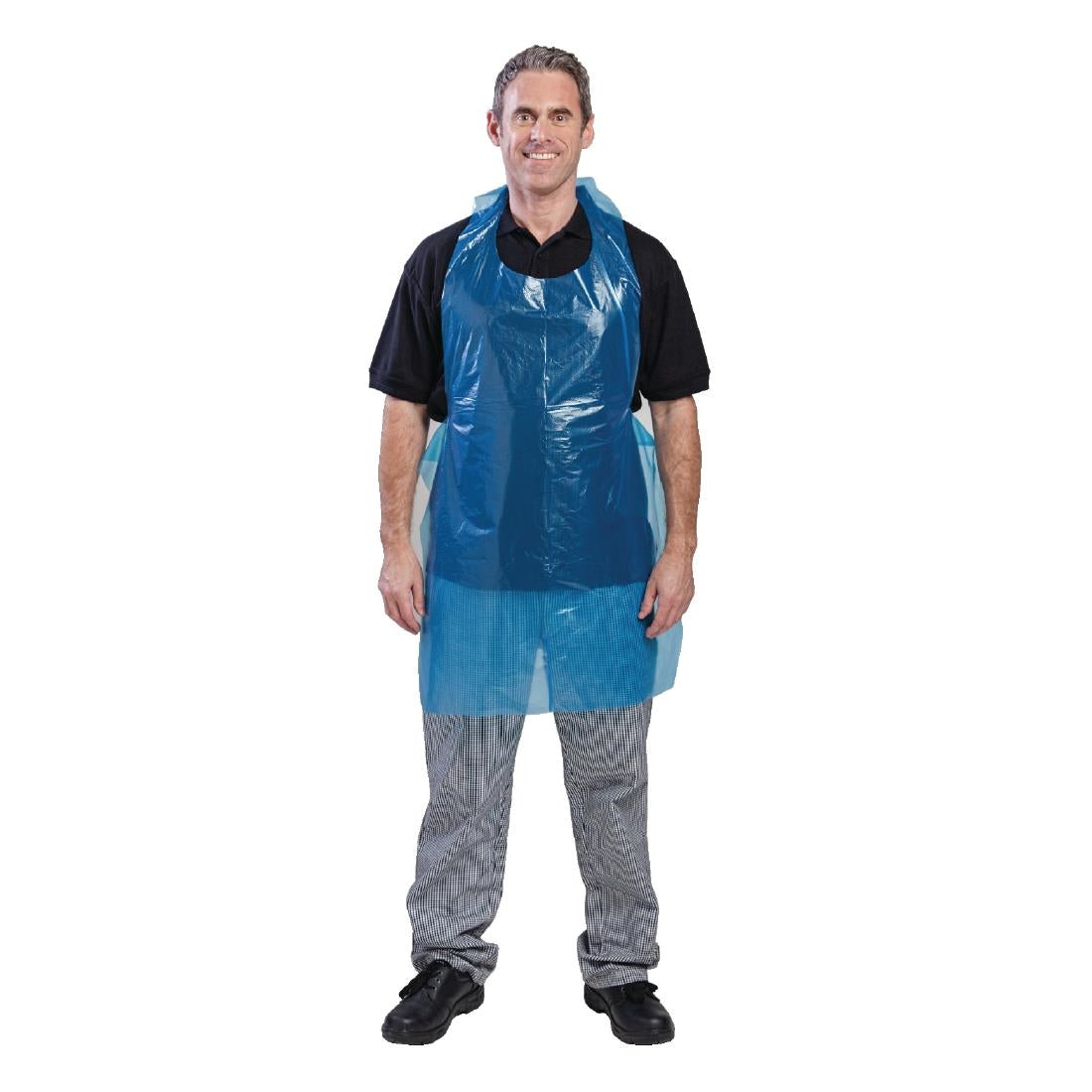 Disposable Polythene Bib Aprons Blue (100 Pack)