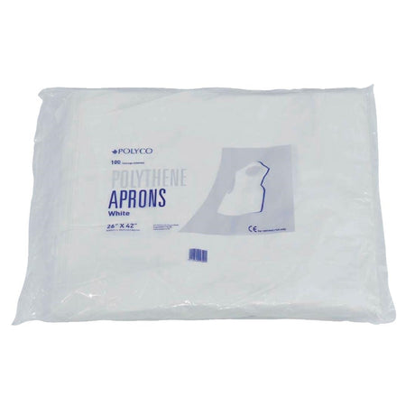 Disposable Polythene Bib Aprons White (100 pack)