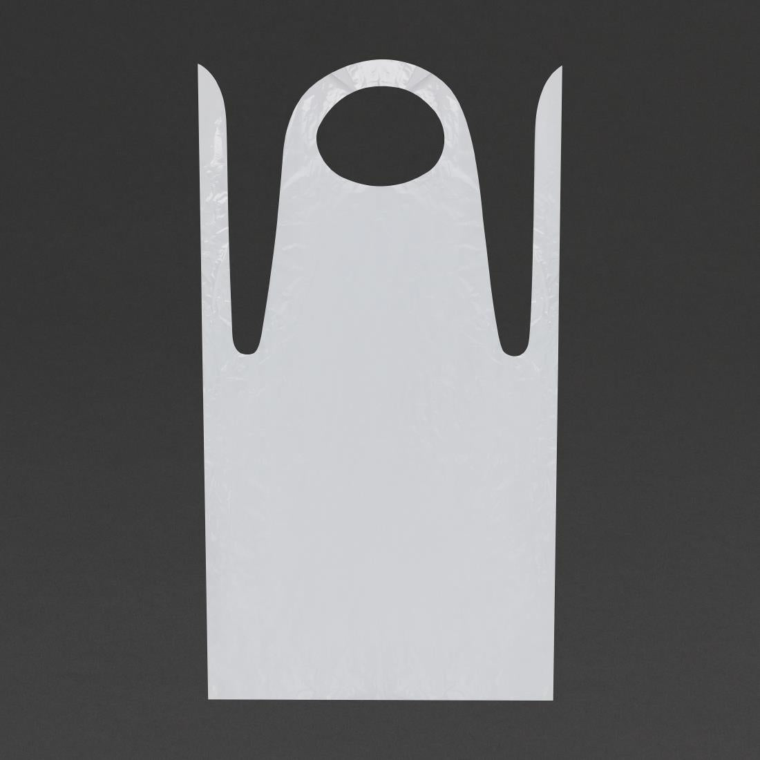 Disposable Polythene Bib Aprons White (100 pack)