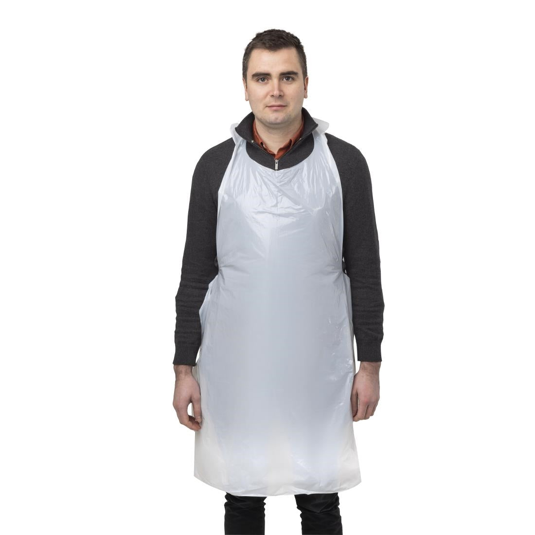 Disposable Polythene Bib Aprons White (100 pack)