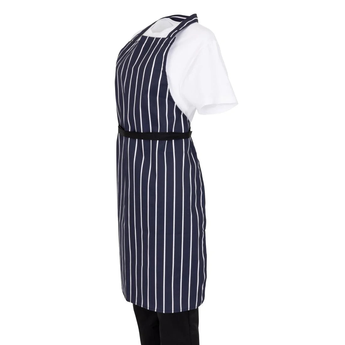 Whites Butchers Stripe Bib Apron Blue/White
