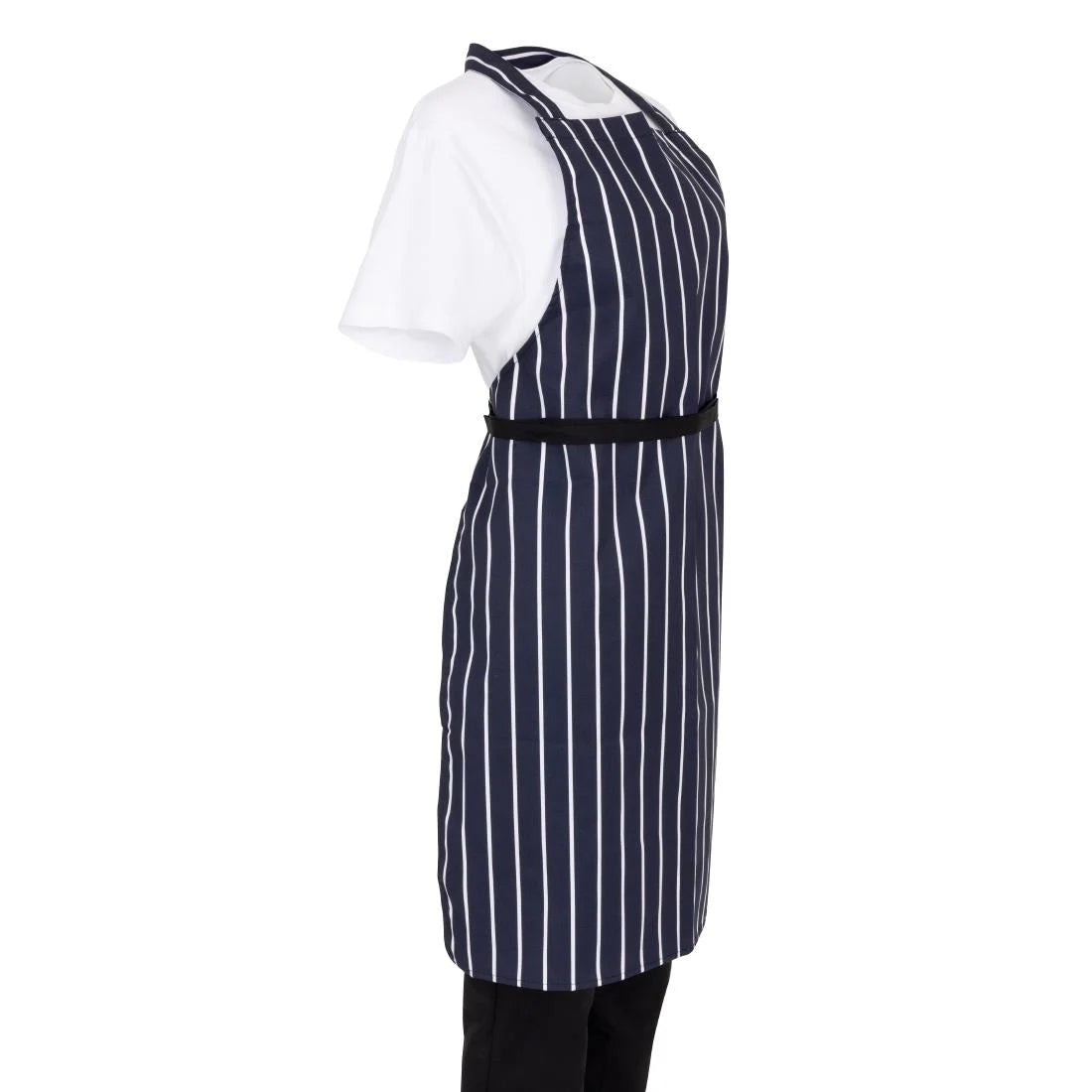 Whites Butchers Stripe Bib Apron Blue/White