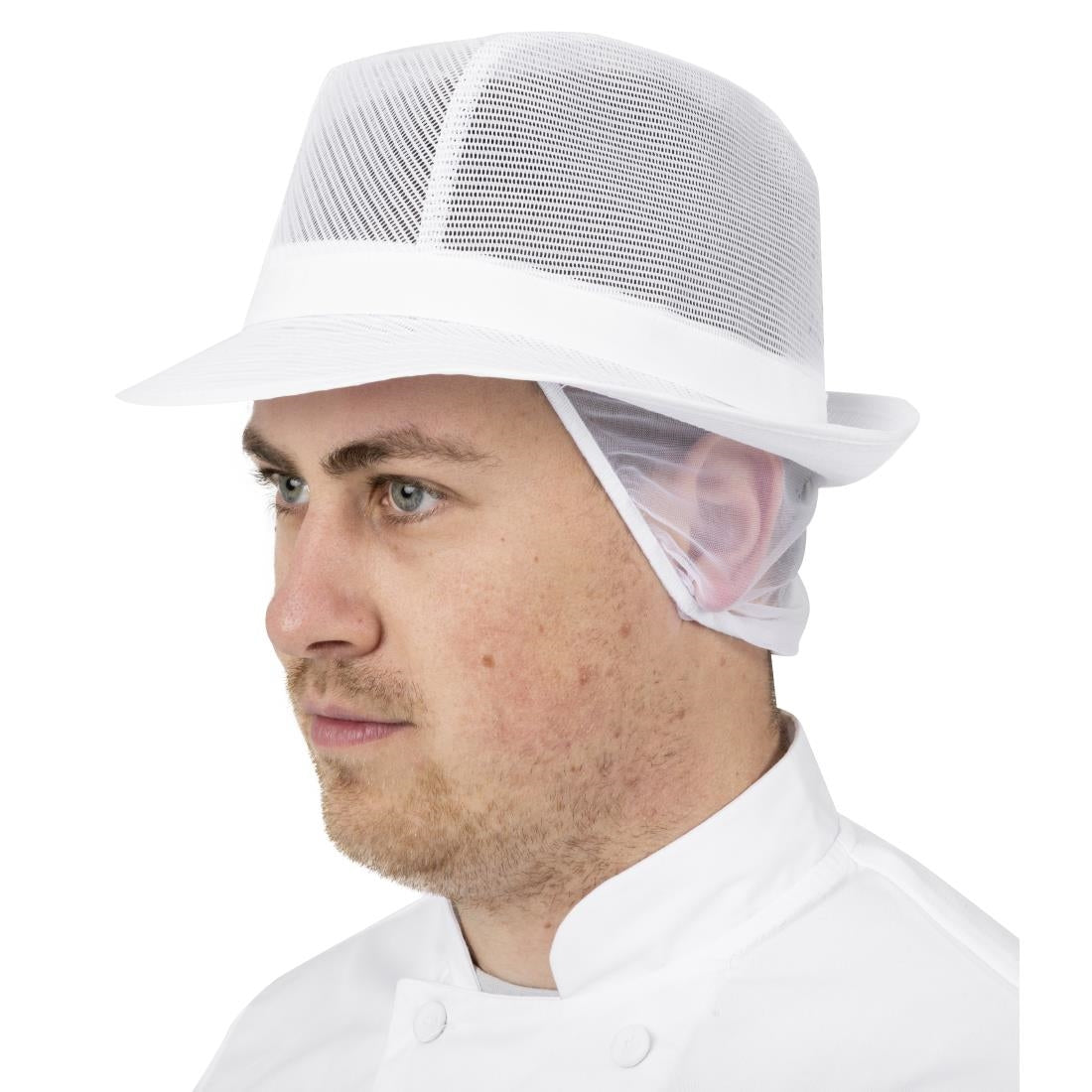 Trilby Hat with Net Snood White L