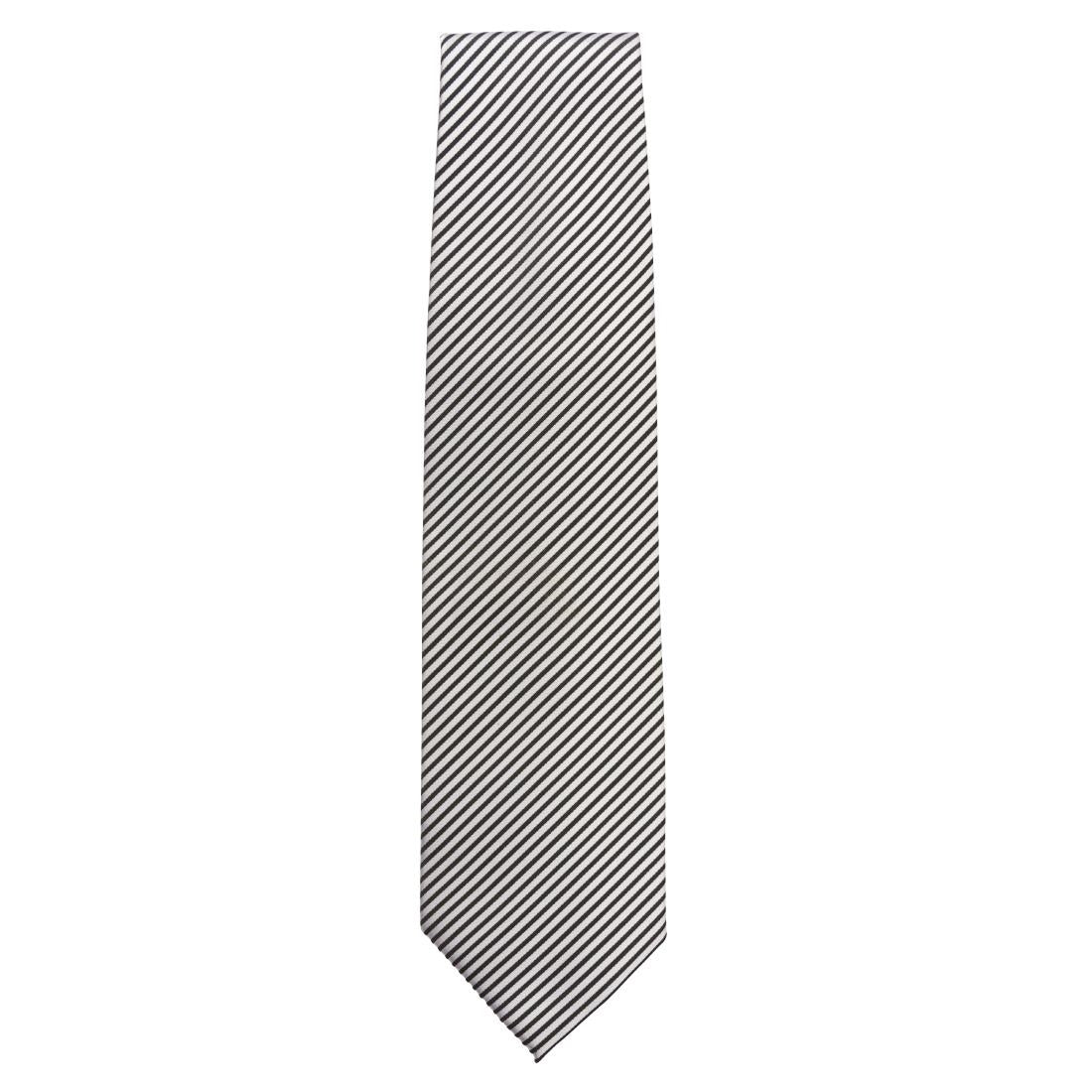 Chef Works Tie Silver & Black Fine Stripe