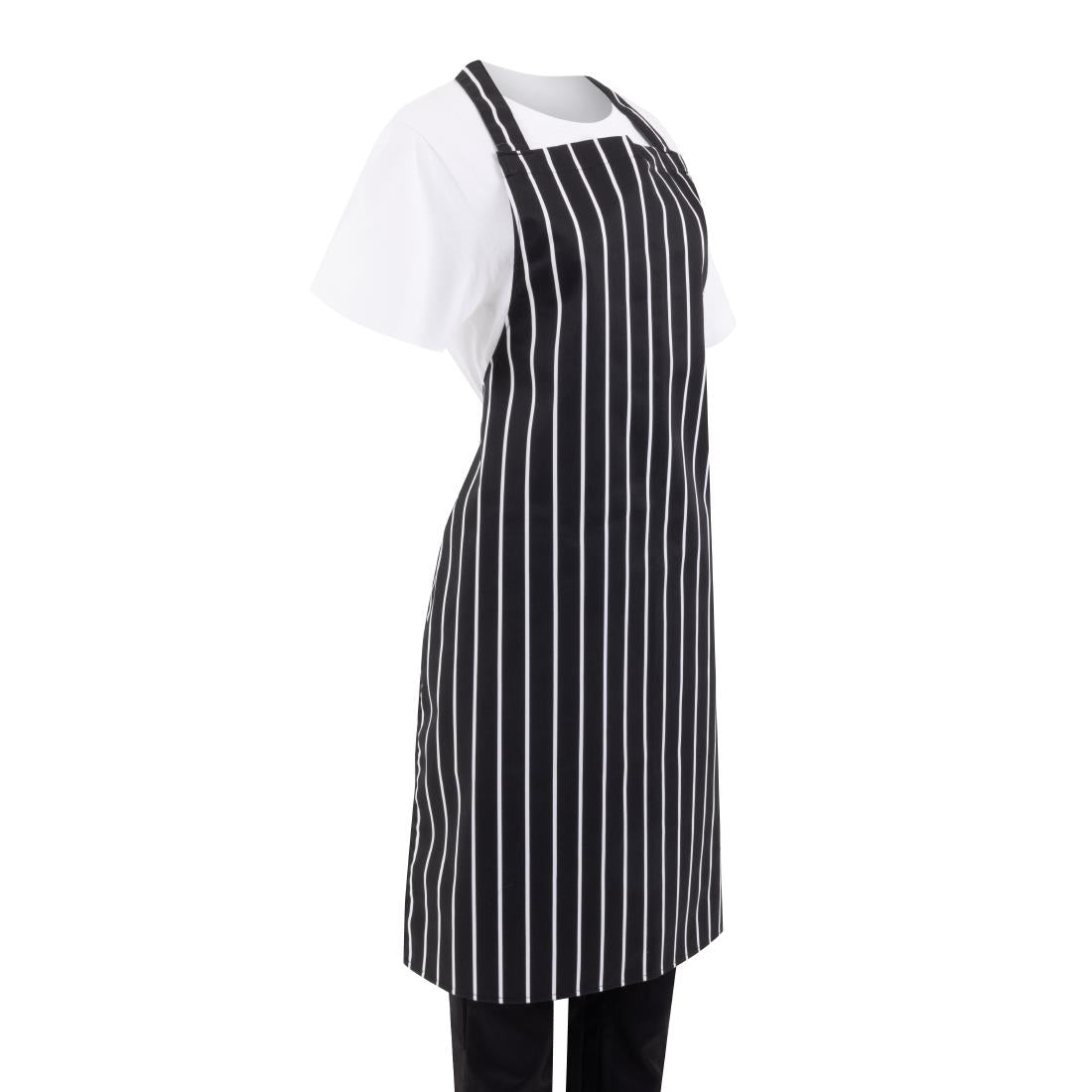 Whites Butchers Stripe Bib Apron Black/White