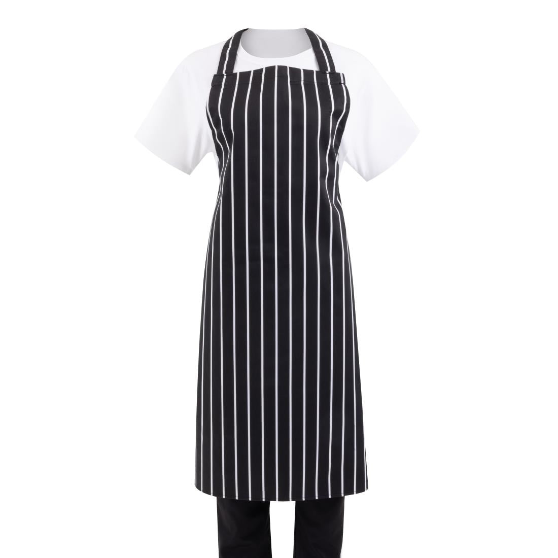 Whites Butchers Stripe Bib Apron Black/White