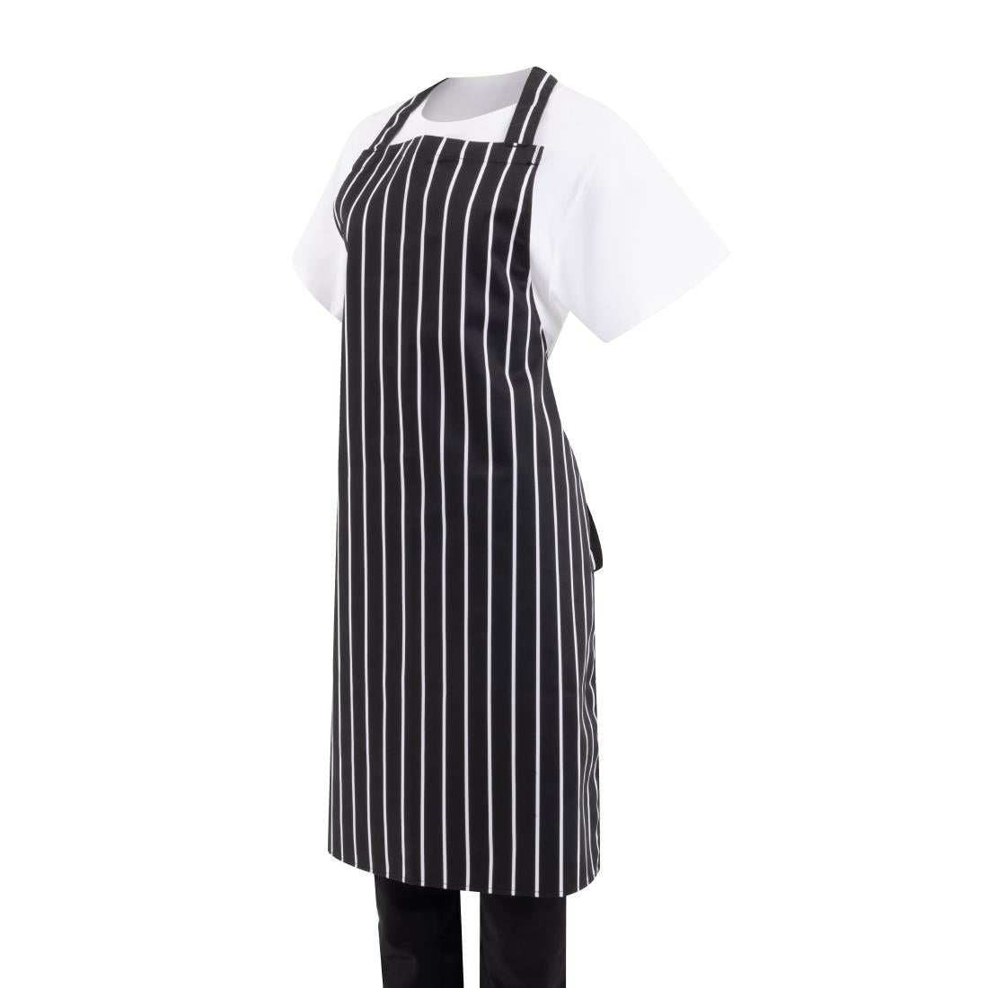 Whites Butchers Stripe Bib Apron Black/White
