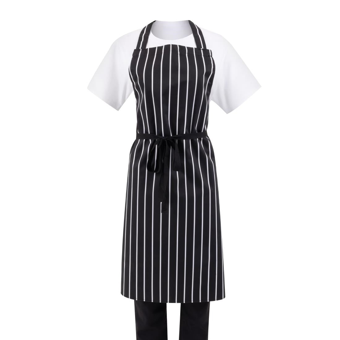 Whites Butchers Stripe Bib Apron Black/White