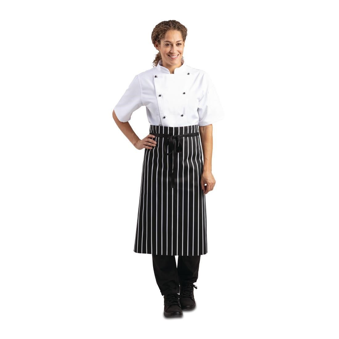 Whites Butchers Stripe Bistro Apron Black/White