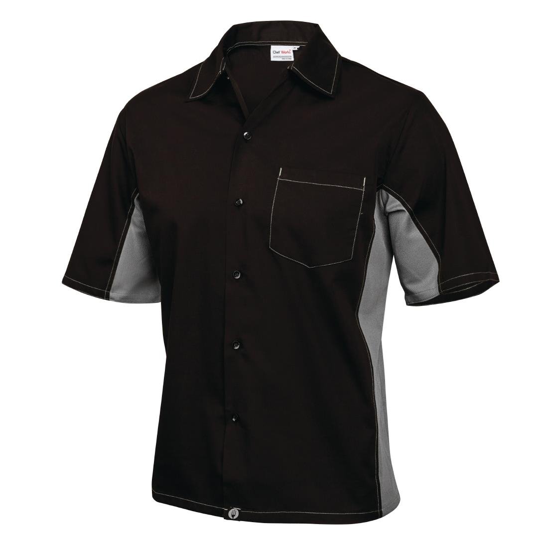 Chef Works Unisex Contrast Shirt Black & Grey M