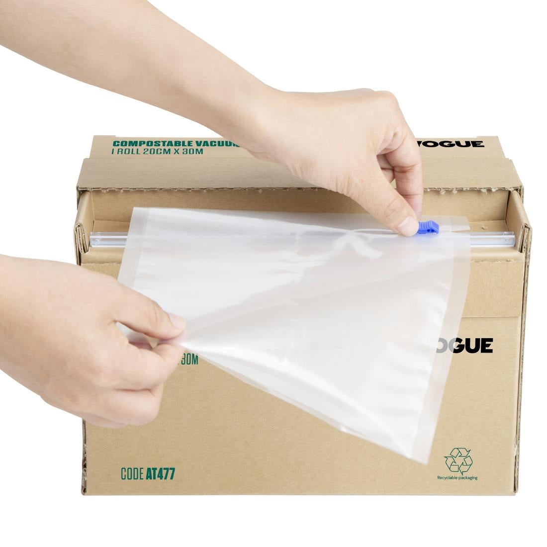 Vogue Compostable Vacuum Pack Roll Cutter Box 20cm x 30m