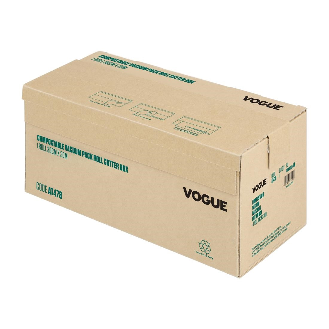 Vogue Compostable Vacuum Pack Roll Cutter Box 30cm x 30m