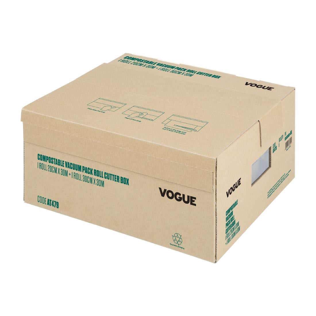 Vogue Compostable Vacuum Pack Roll Cutter Box 200mm & 300mm Twin Pack
