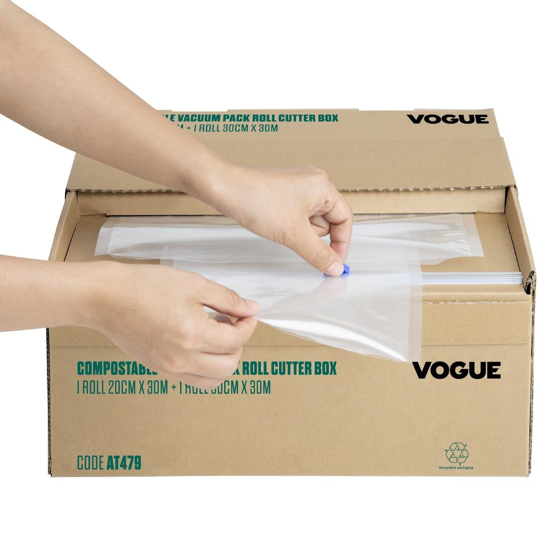 Vogue Compostable Vacuum Pack Roll Cutter Box 200mm & 300mm Twin Pack