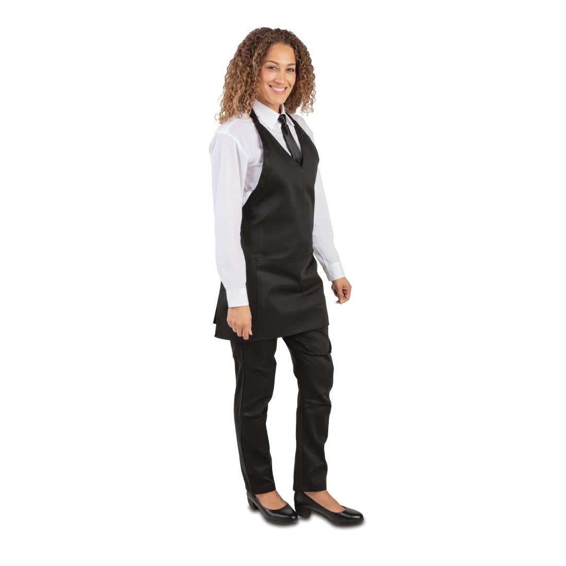 Whites V Neck Service Bib Apron Black