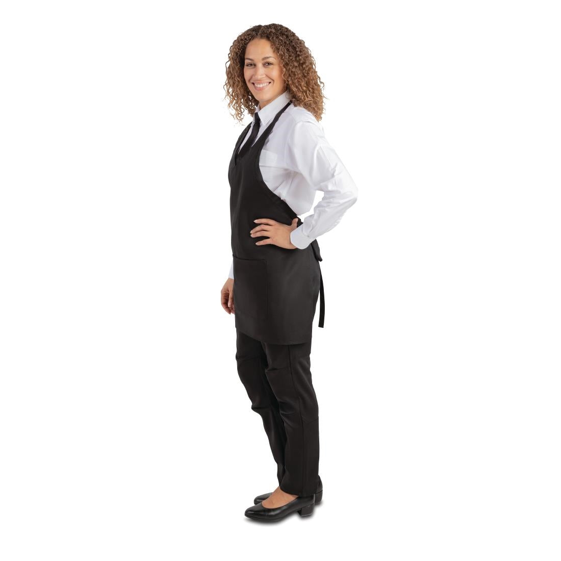 Whites V Neck Service Bib Apron Black