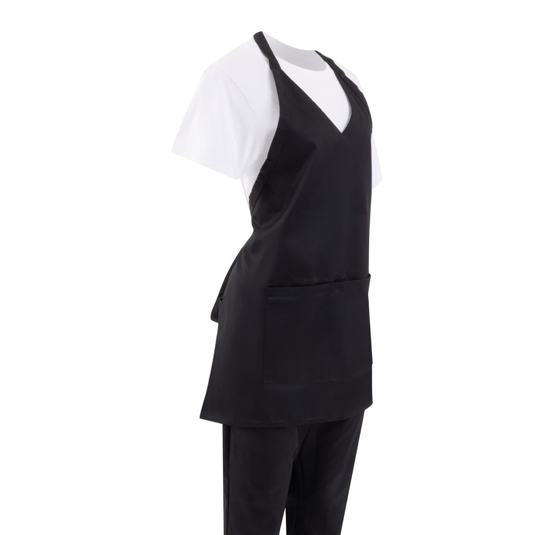 Whites V Neck Service Bib Apron Black