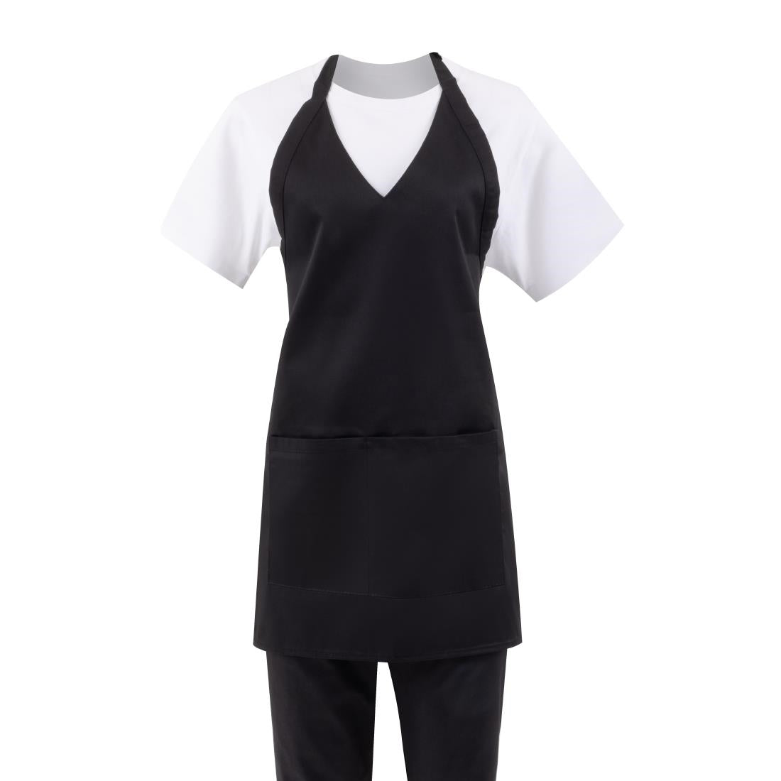 Whites V Neck Service Bib Apron Black