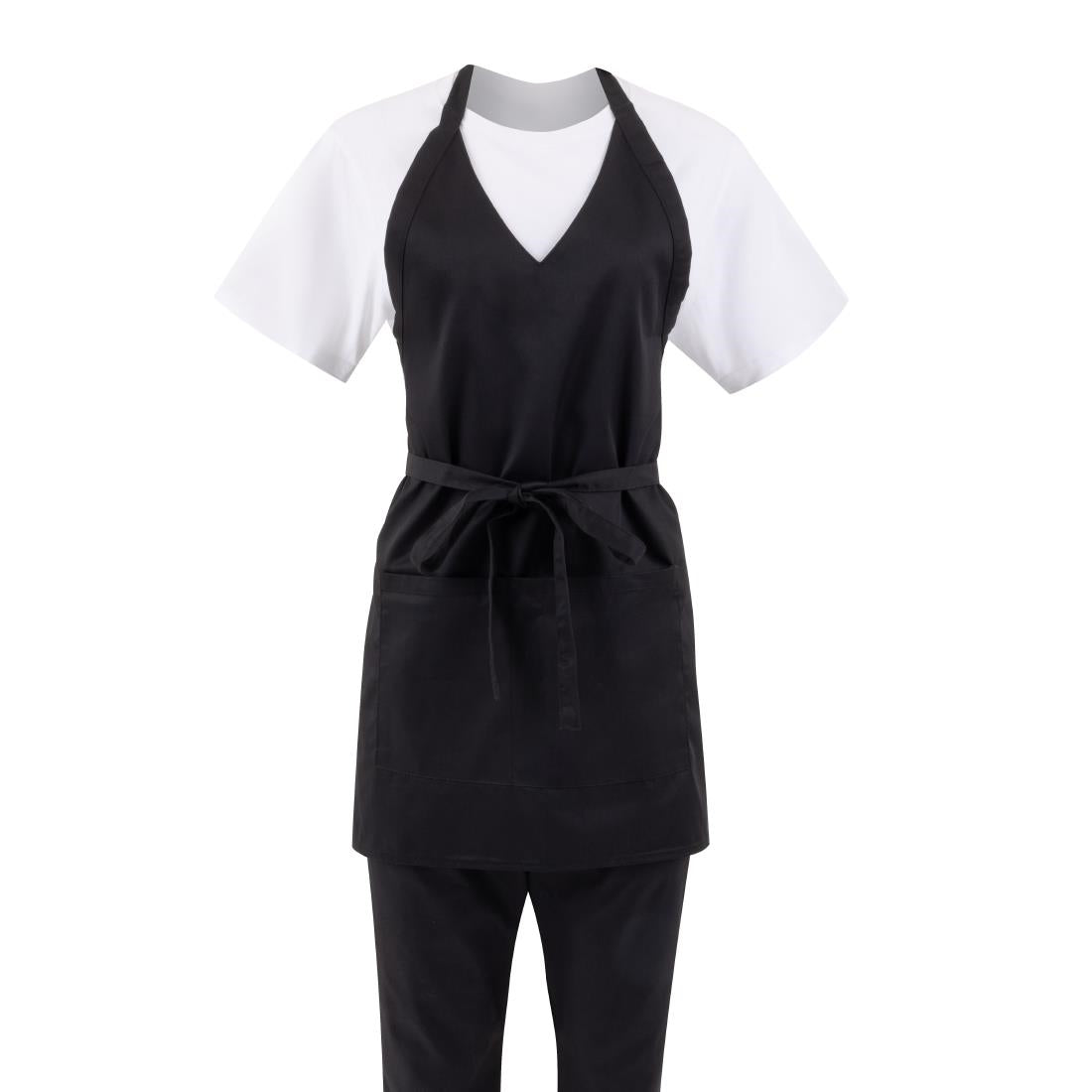 Whites V Neck Service Bib Apron Black