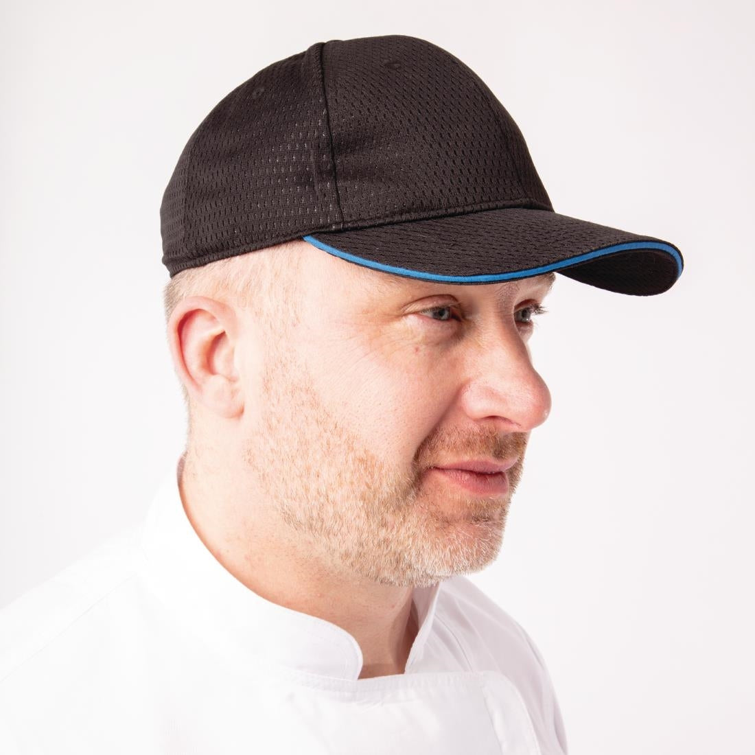 Chef Works Cool Vent Baseball Cap Black with Blue