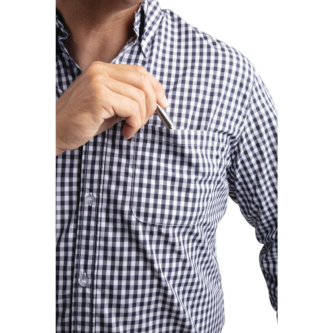 Chef Works Mens Gingham Shirt Black XL