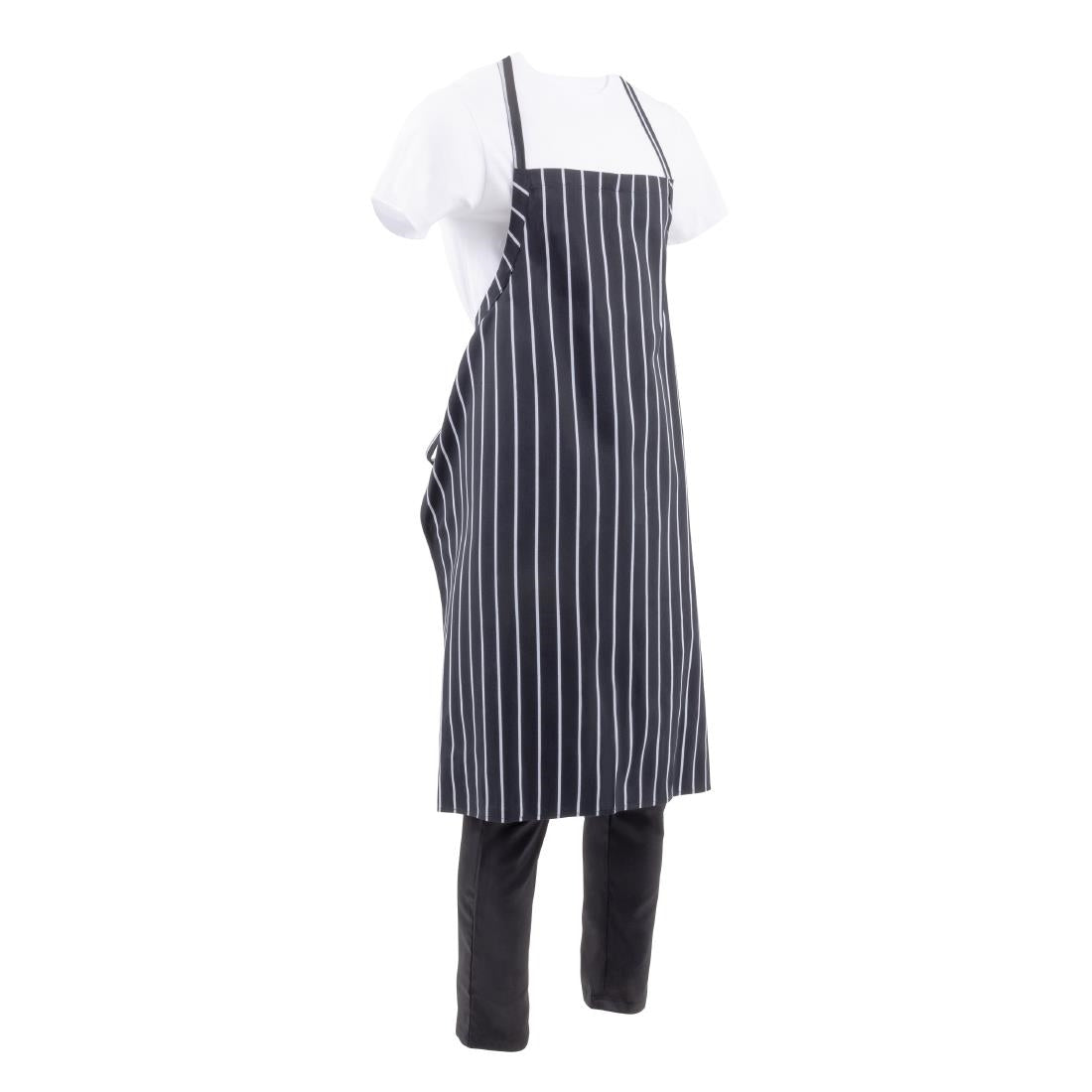 Chef Works Premium Butchers Stripe Bib Apron Black/White
