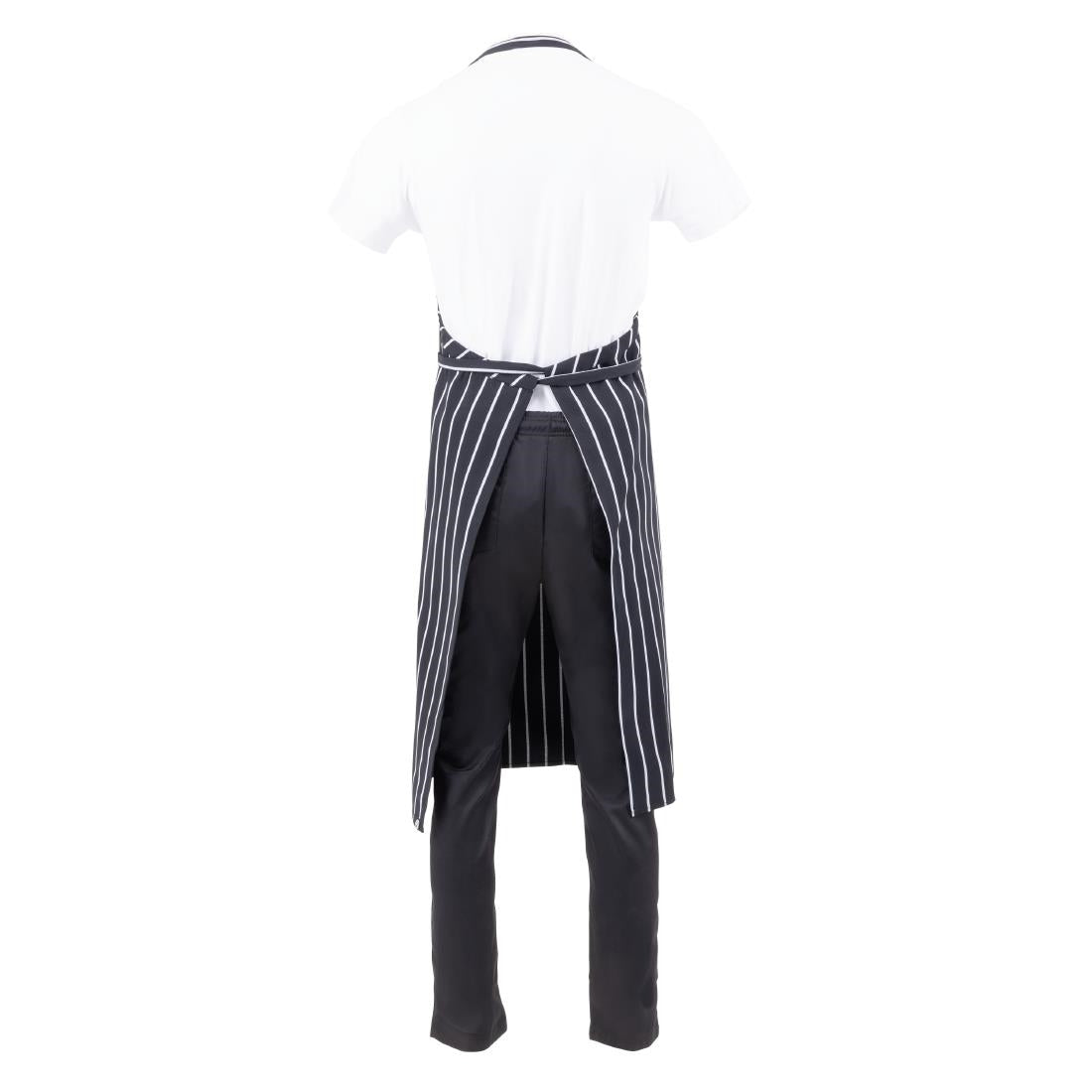 Chef Works Premium Butchers Stripe Bib Apron Black/White