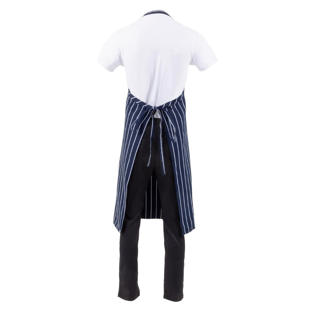 Chef Works Premium Butchers Stripe Bib Apron Blue/White