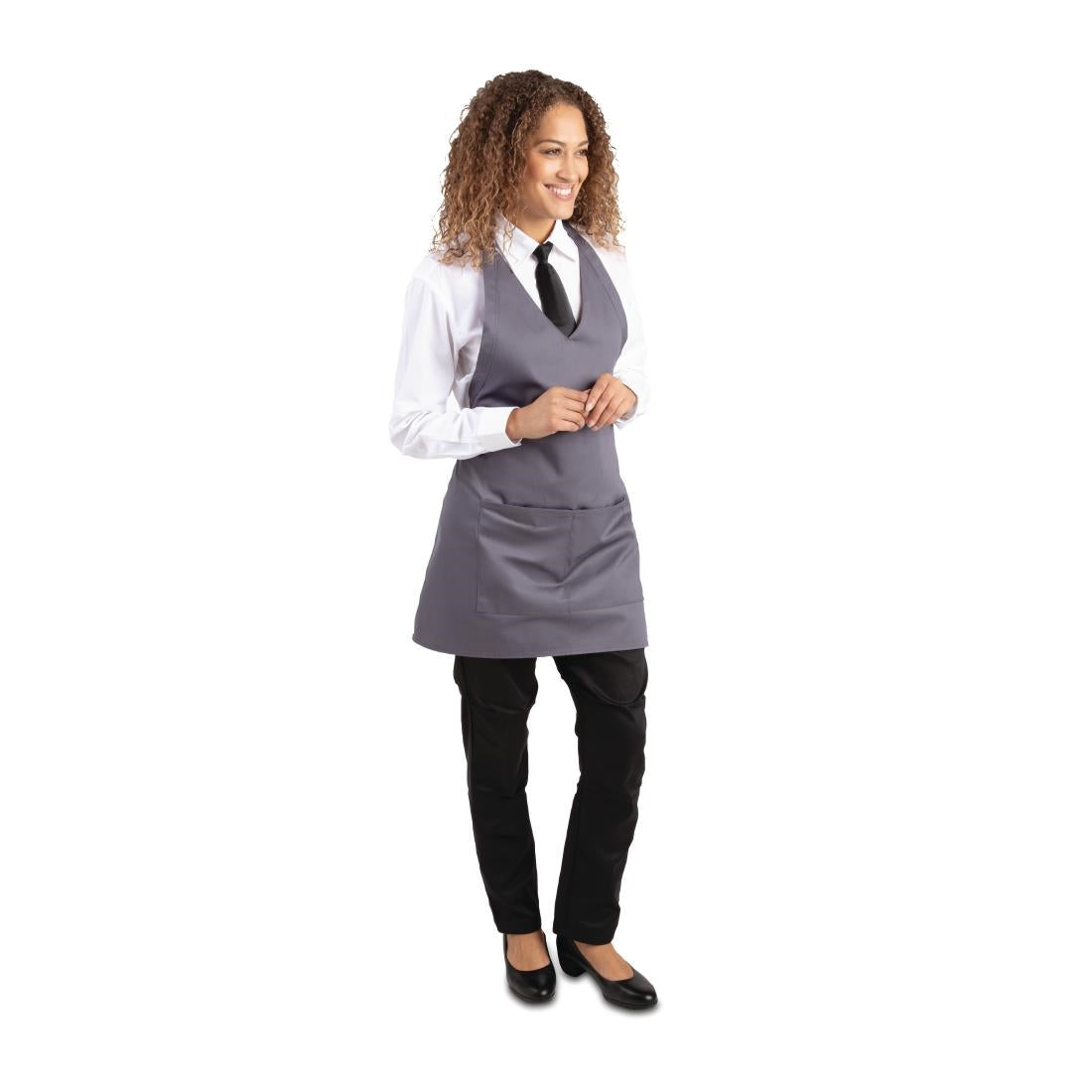Whites V Neck Service Bib Apron Charcoal