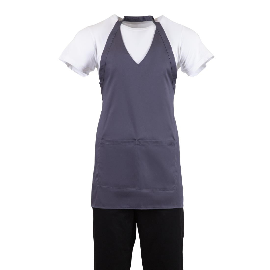 Whites V Neck Service Bib Apron Charcoal