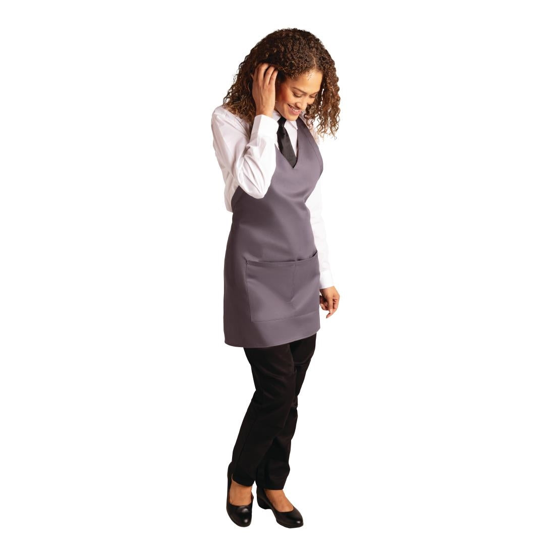 Whites V Neck Service Bib Apron Charcoal