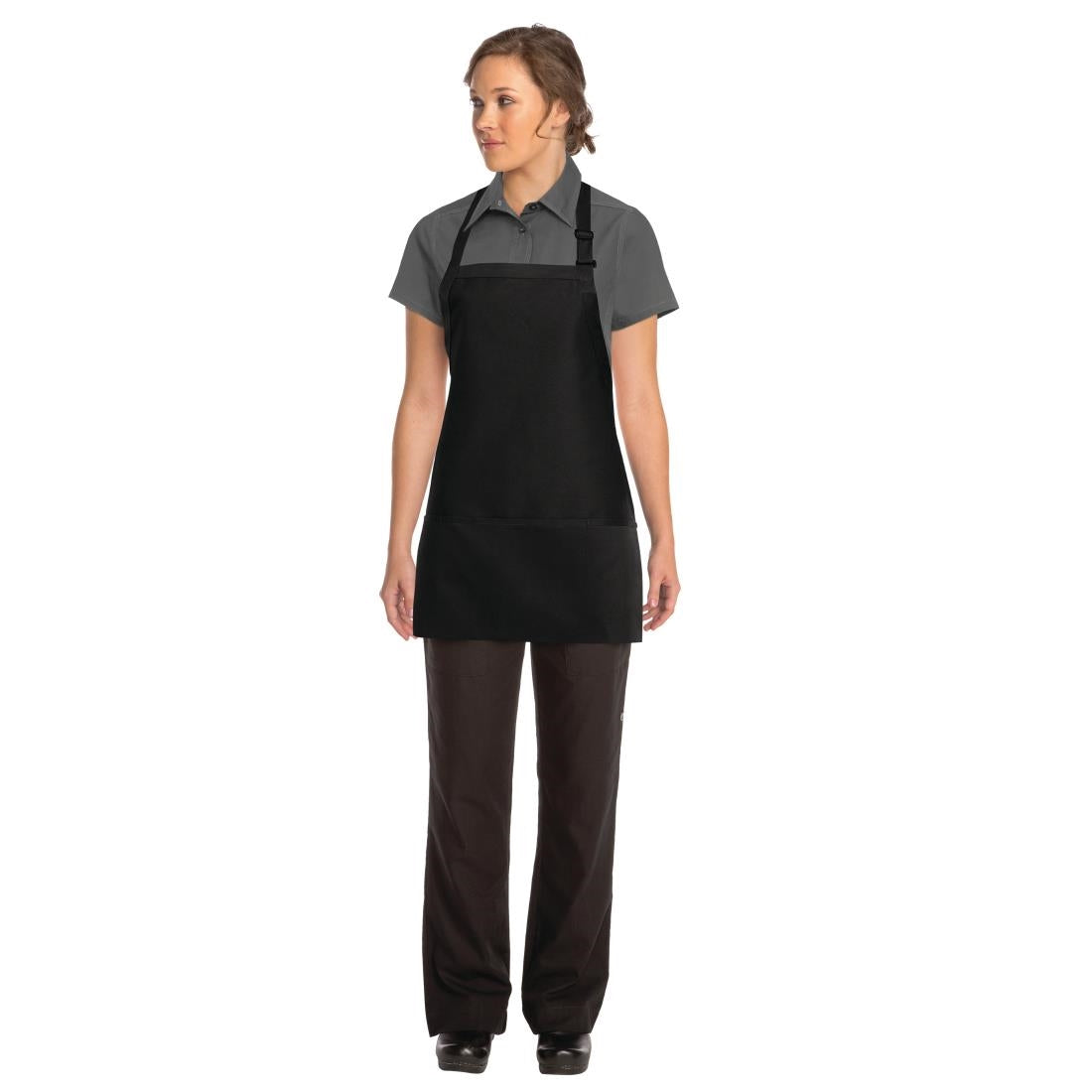 Chef Works Three Pocket Bib Apron Black