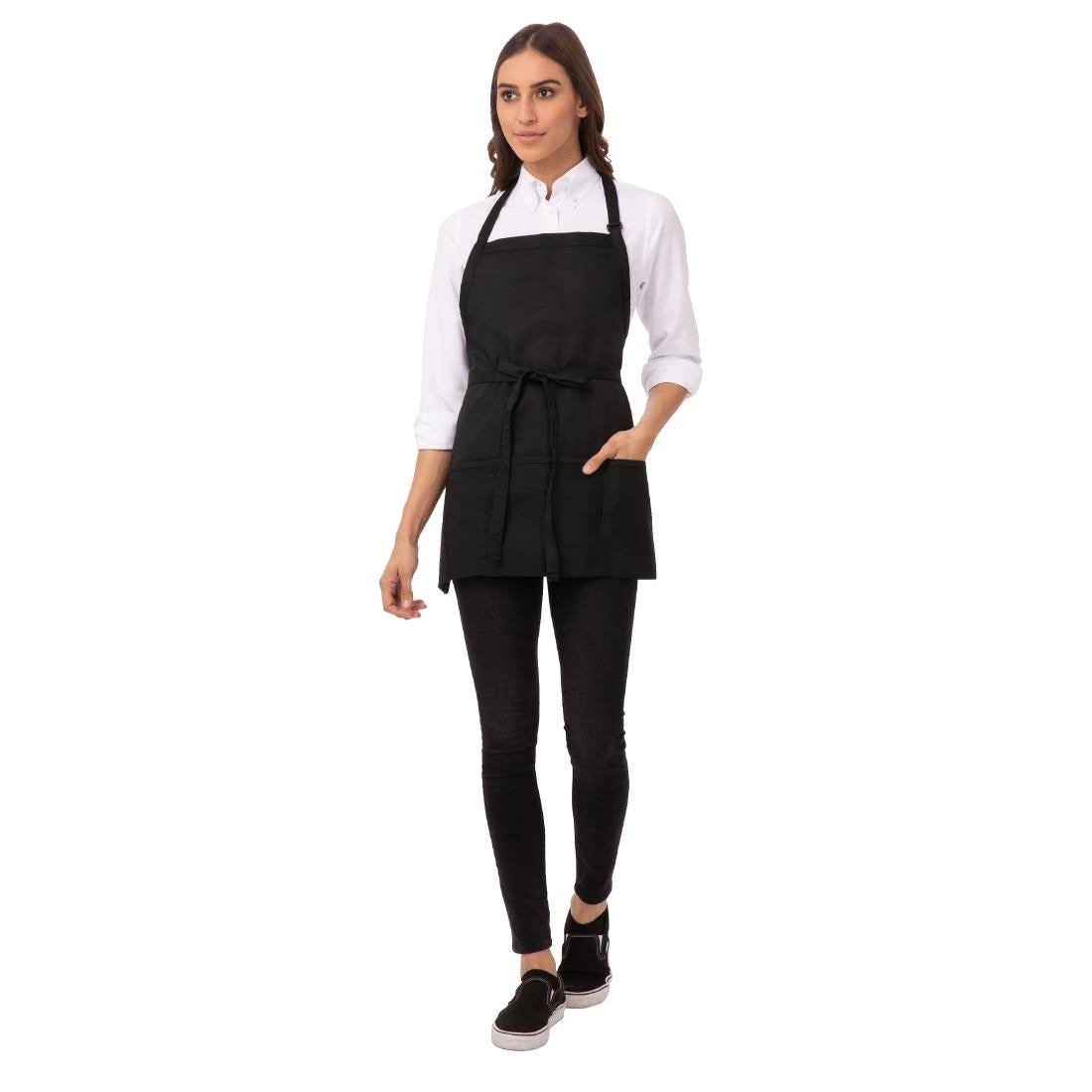 Chef Works Three Pocket Bib Apron Black