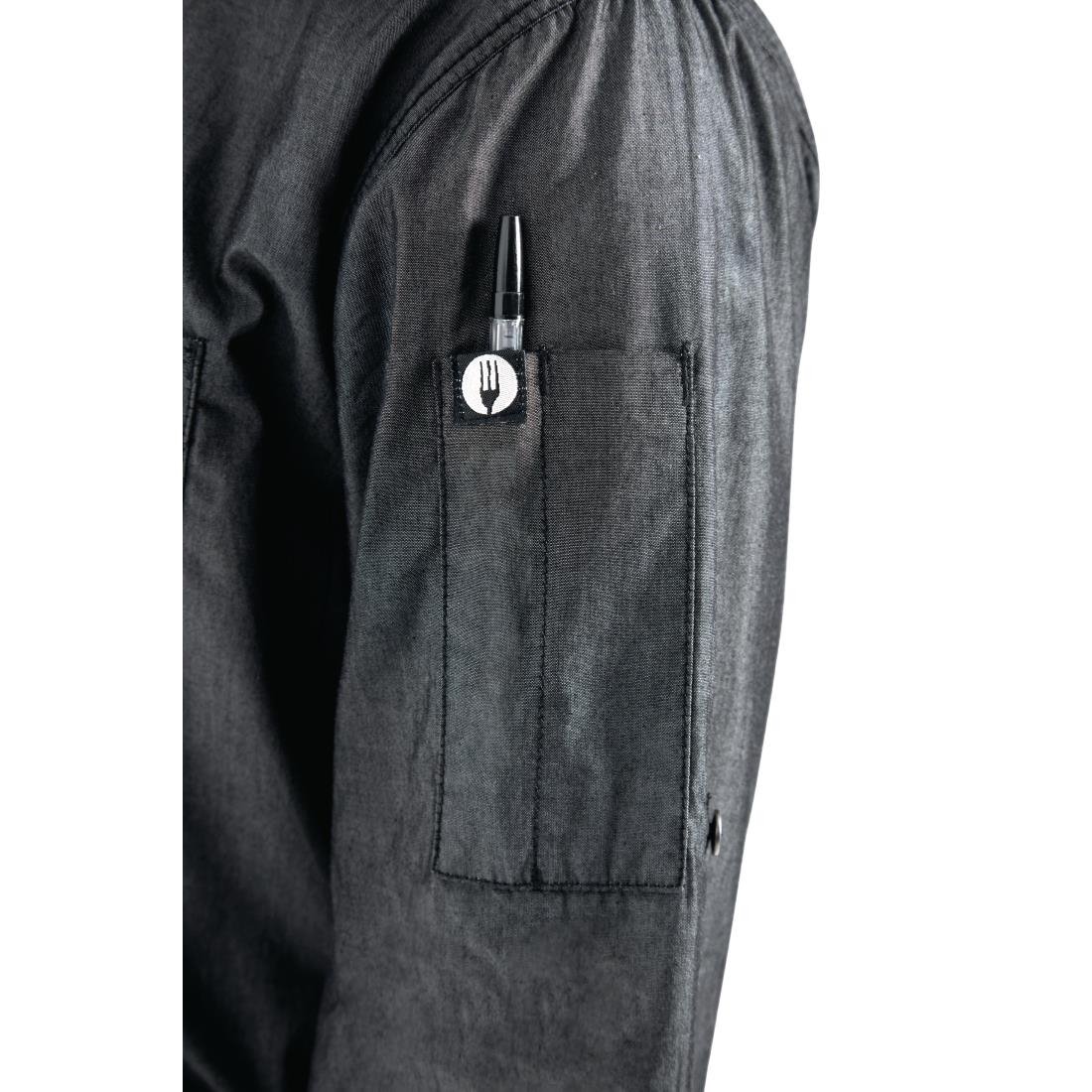 Chef Works Urban Detroit Long Sleeve Denim Shirt Black XL