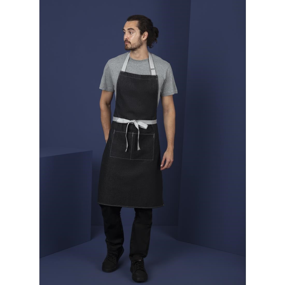 Southside Bib Apron Denim Black