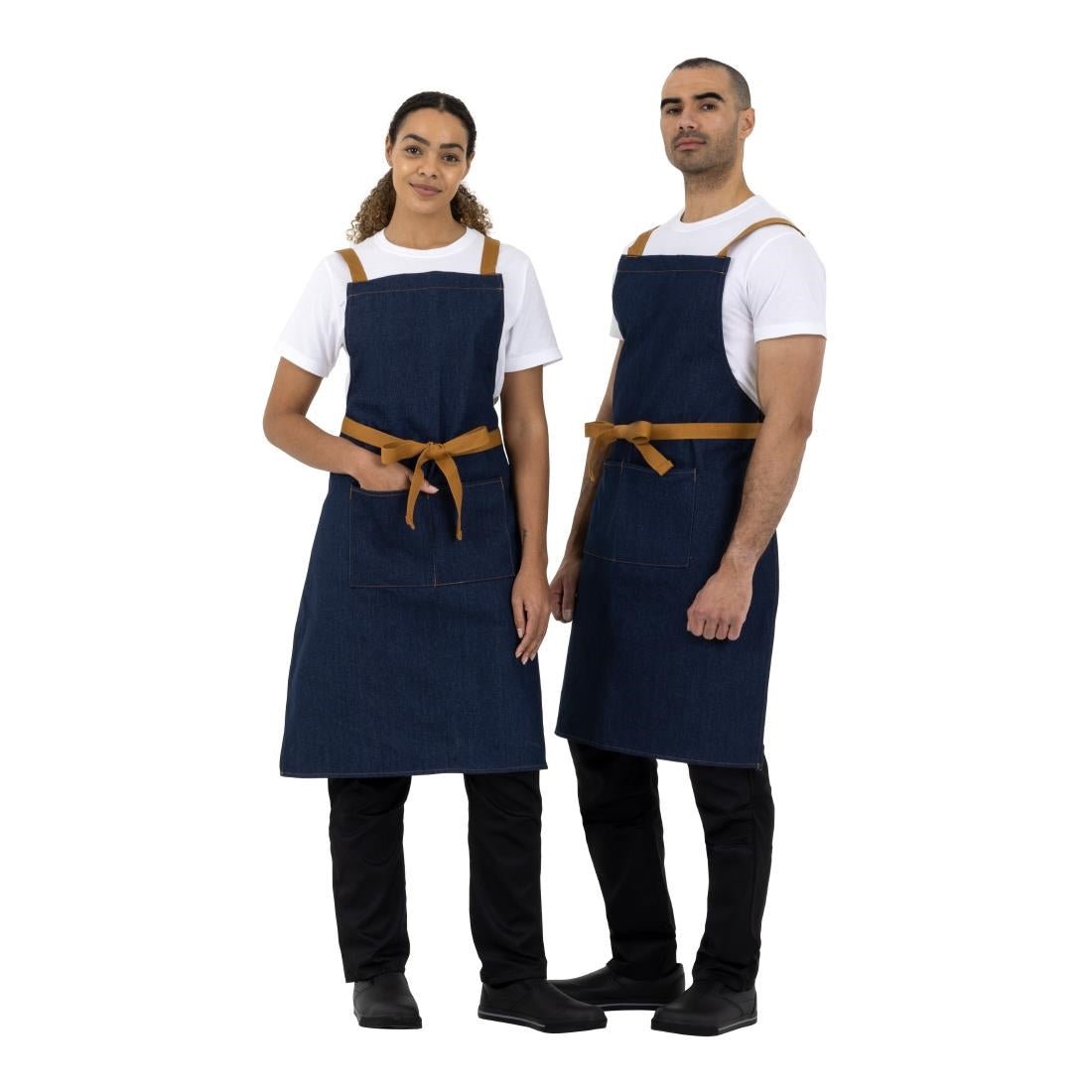 Southside Denim Cross-Back Bib Apron Blue
