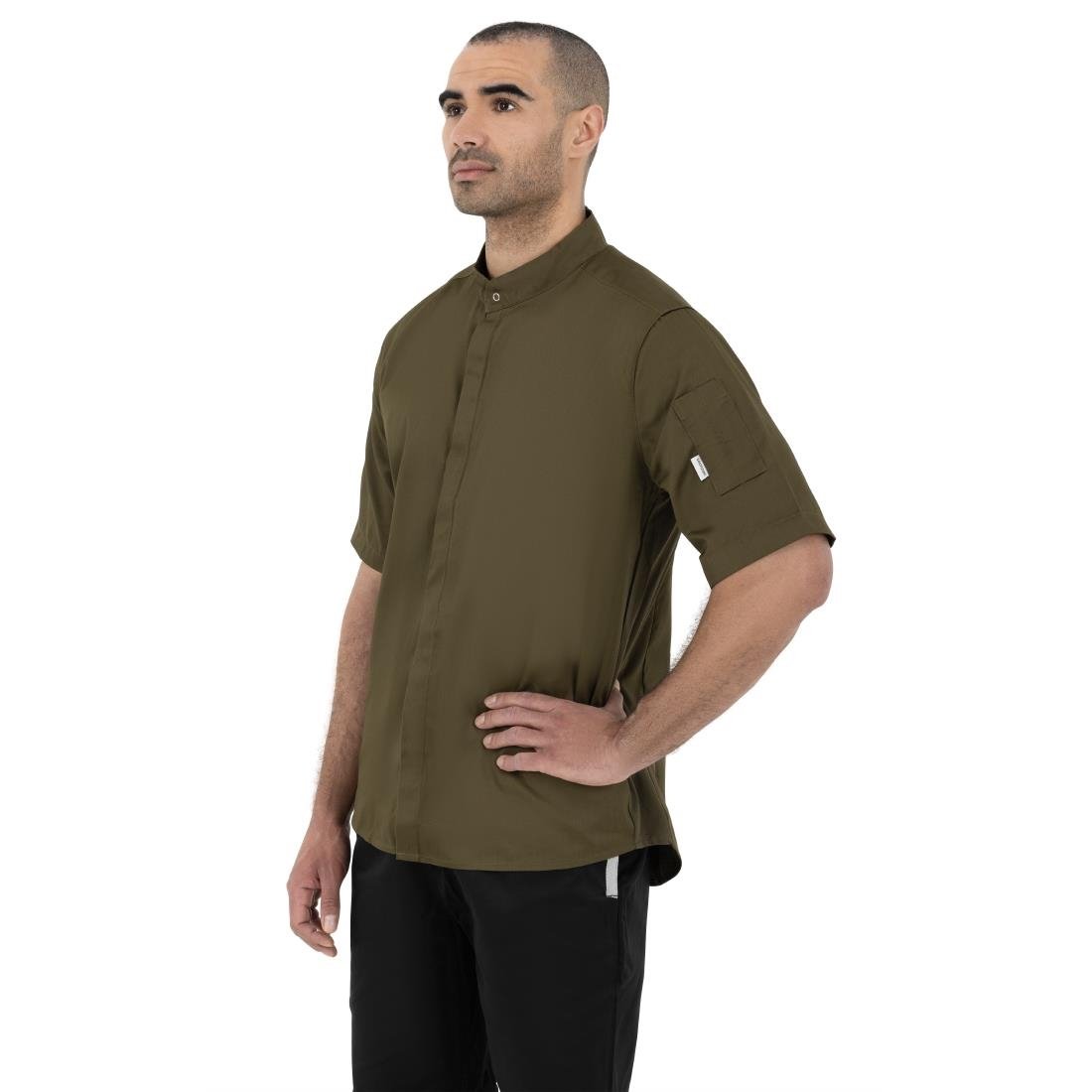 Southside Unisex Chef Jacket Band Collar Khaki XL