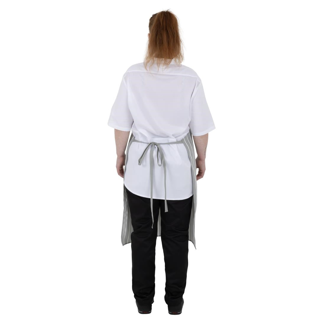 Whites Butchers Stripe Bib Apron Grey/White