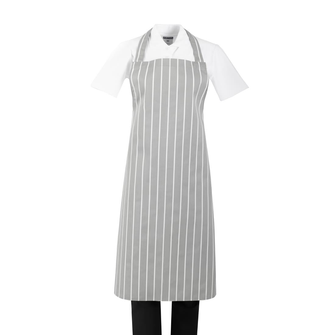 Whites Butchers Stripe Bib Apron Grey/White
