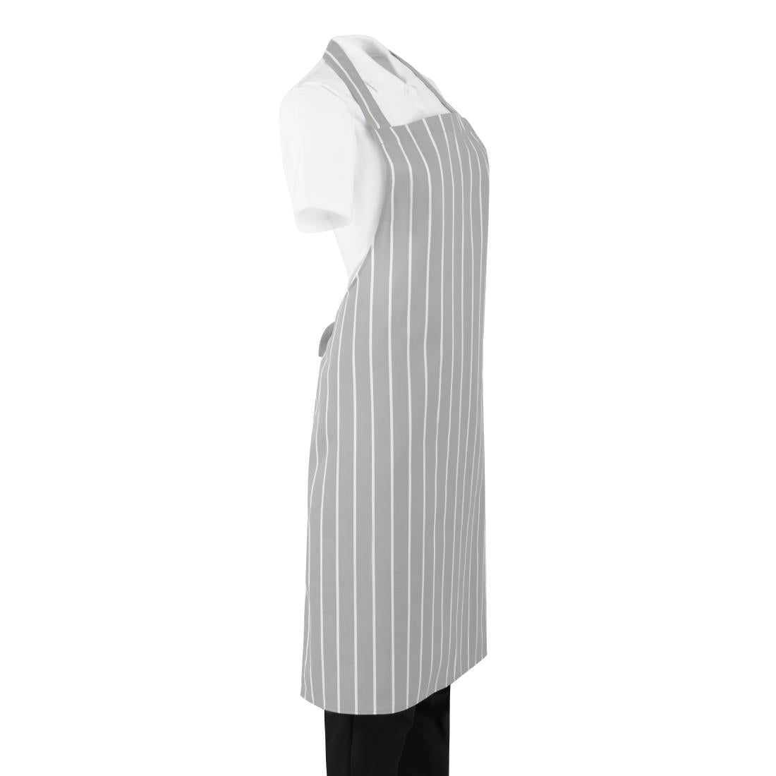 Whites Butchers Stripe Bib Apron Grey/White