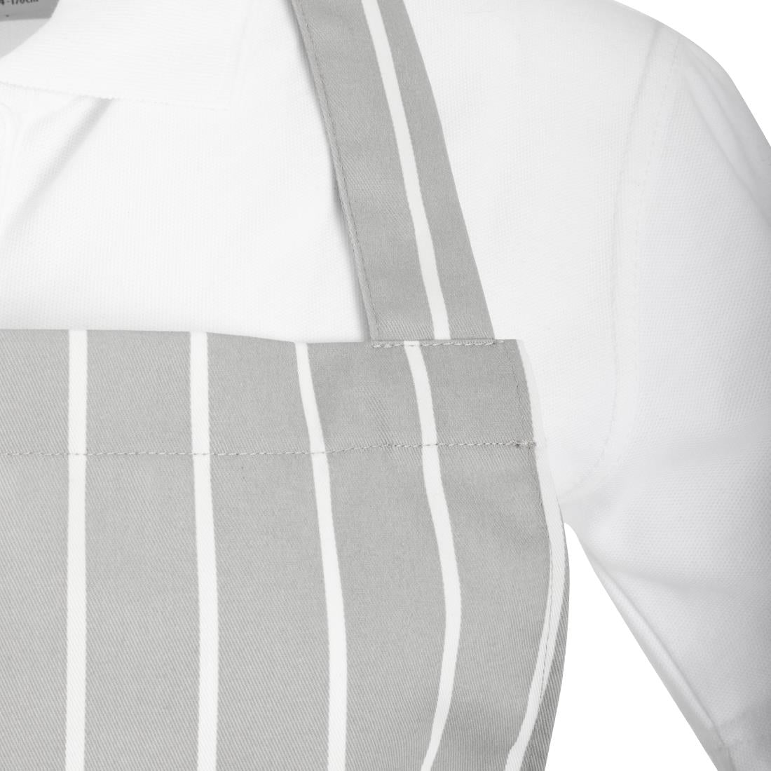 Whites Butchers Stripe Bib Apron Grey/White