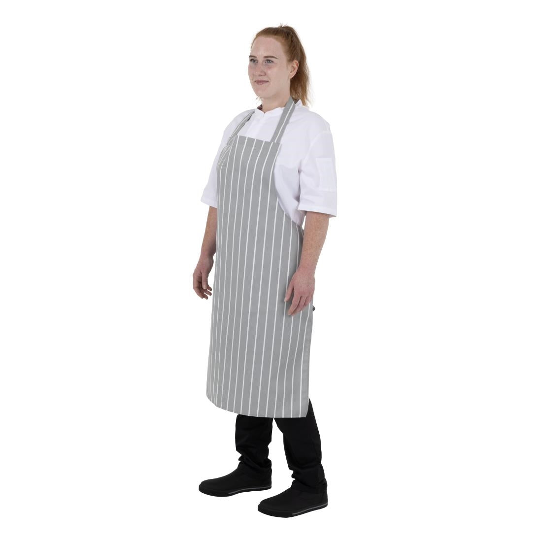 Whites Butchers Stripe Bib Apron Grey/White