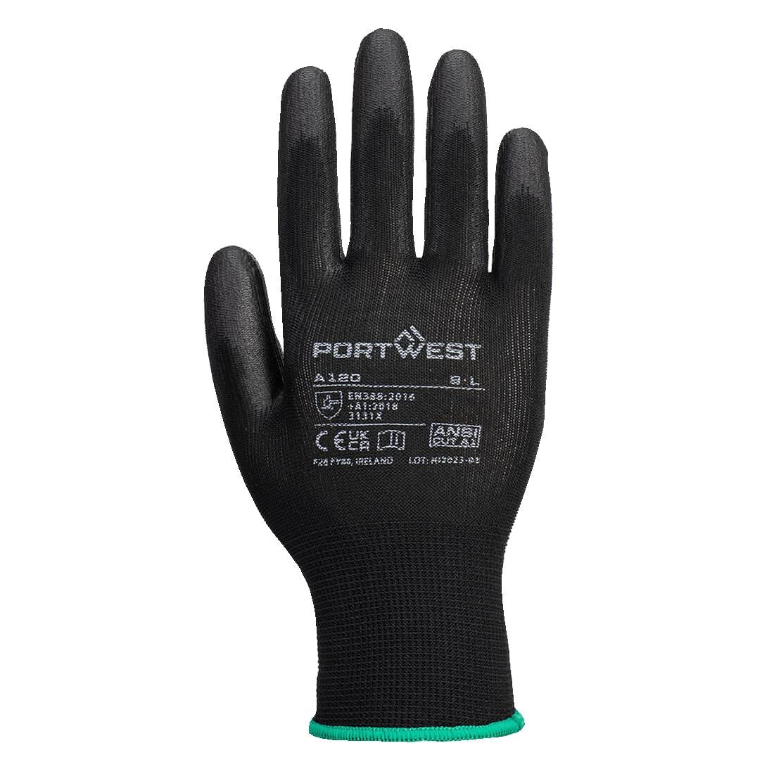 Portwest Black PU Palm Glove Size M
