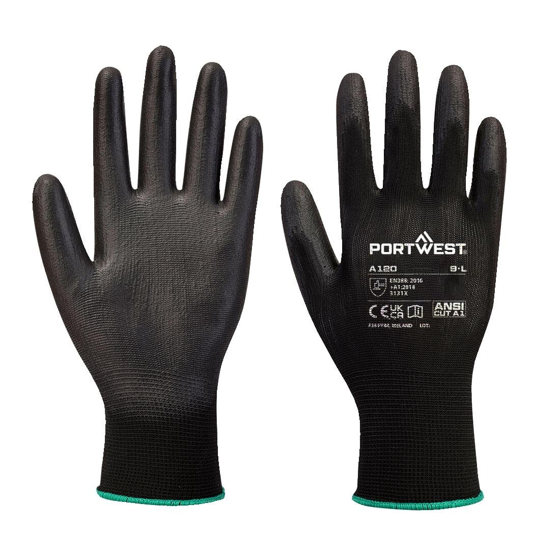 Portwest Black PU Palm Glove Size XL