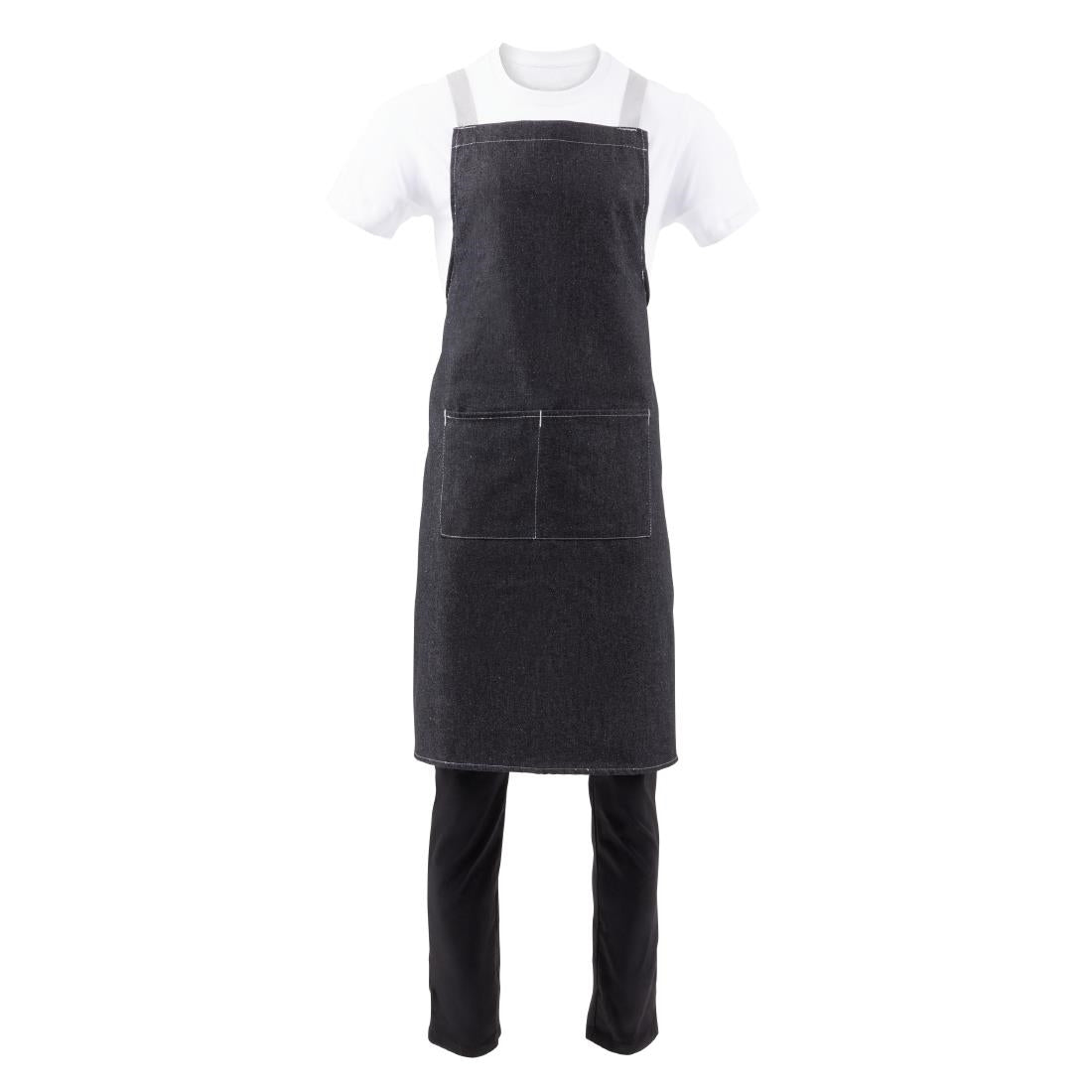 Southside Denim Cross-Back Bib Apron Black