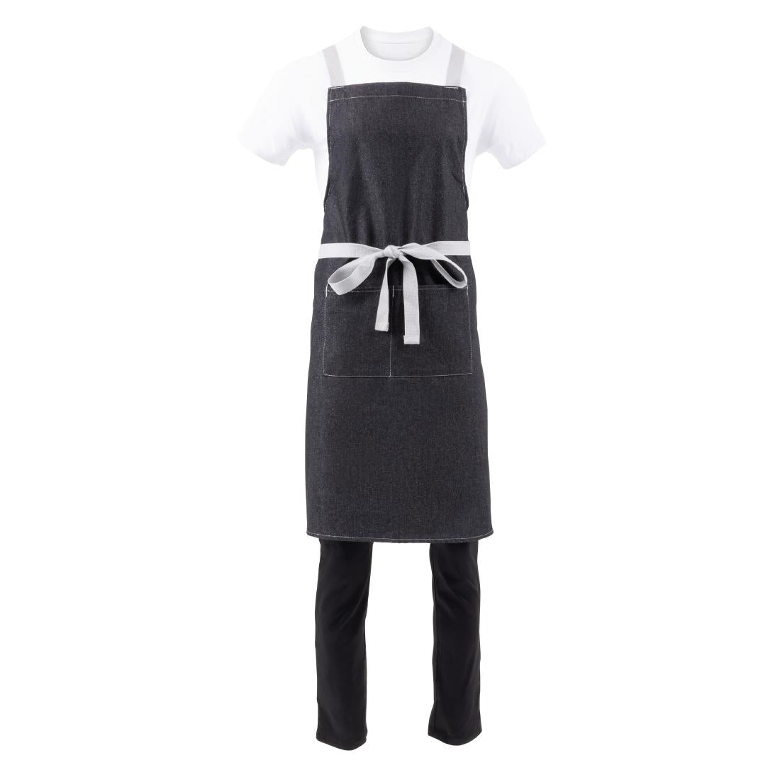Southside Denim Cross-Back Bib Apron Black