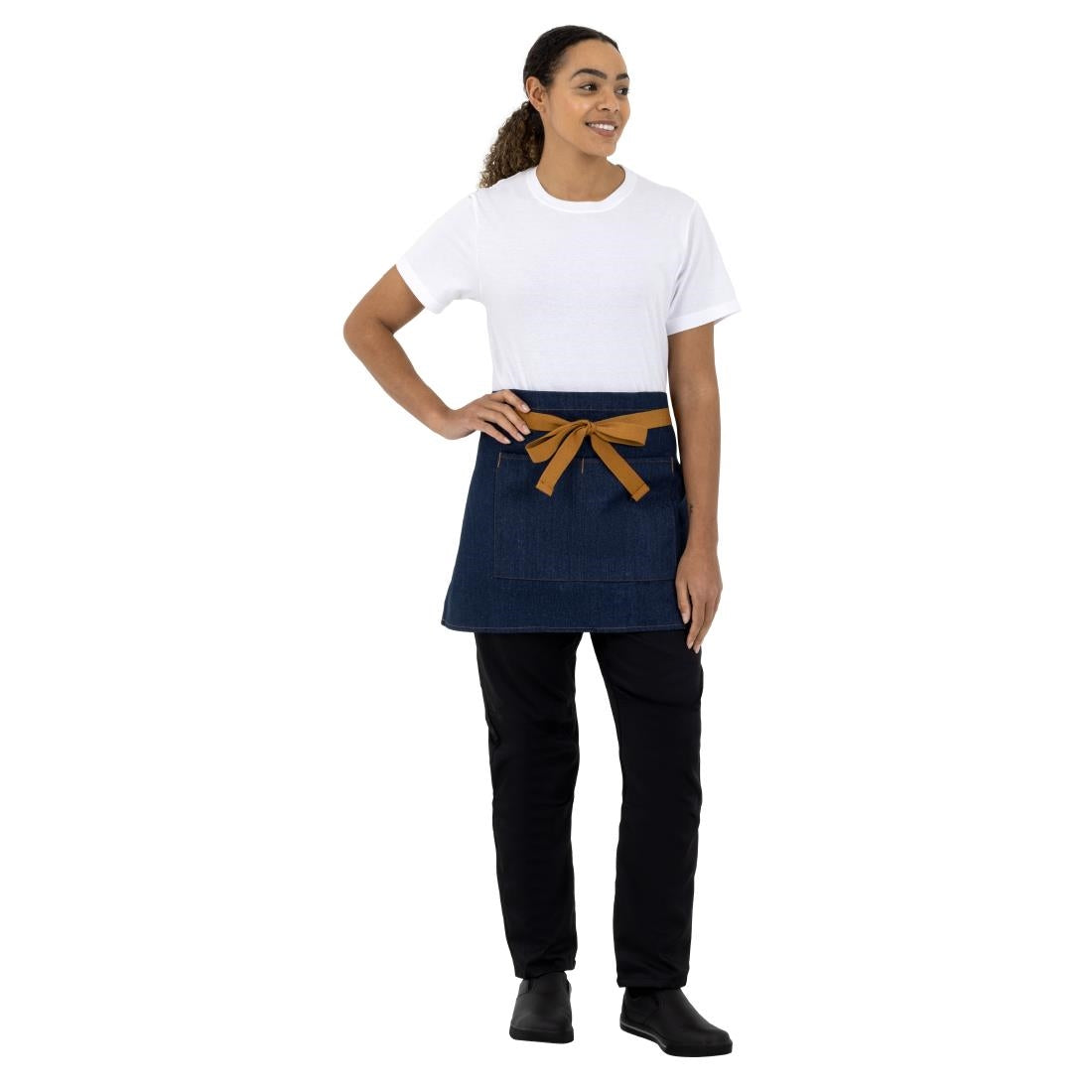 Southside Waist Apron Denim Blue Tan Ties